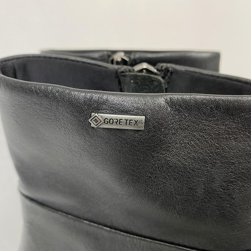 Vintage 90s Kenneth Cole Square Toe Ankle Boots 7.5 Black Leather Chunky Heel - Picture 3 of 15